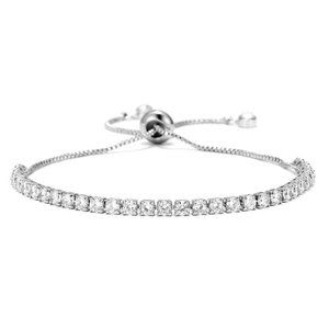 Tennis Chain Bracelet Zirconia Silver Pullable